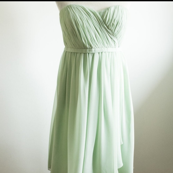Donna Morgan pale green 'Lindsey' bridesmaid / cocktail strapless chiffon dress - Picture 7 of 7